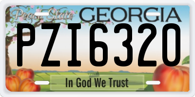GA license plate PZI6320