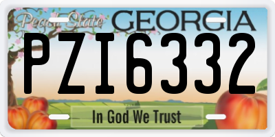 GA license plate PZI6332