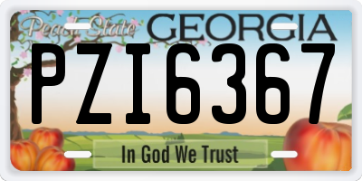 GA license plate PZI6367
