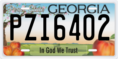 GA license plate PZI6402