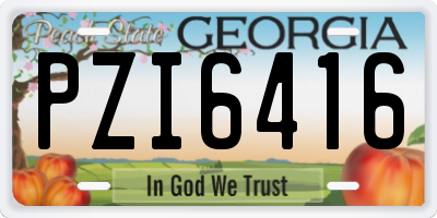 GA license plate PZI6416
