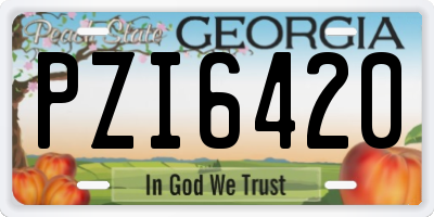 GA license plate PZI6420