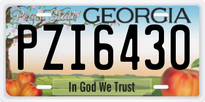 GA license plate PZI6430