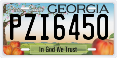 GA license plate PZI6450