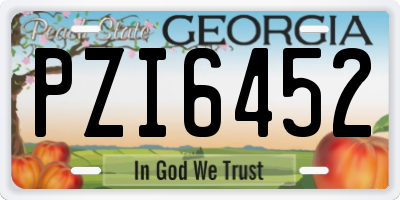 GA license plate PZI6452
