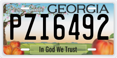 GA license plate PZI6492