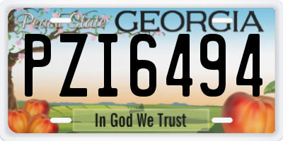 GA license plate PZI6494