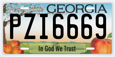 GA license plate PZI6669