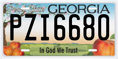 GA license plate PZI6680