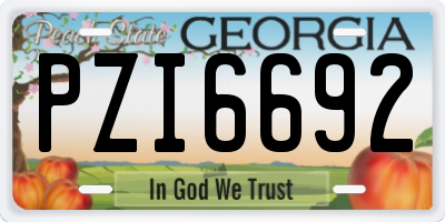 GA license plate PZI6692