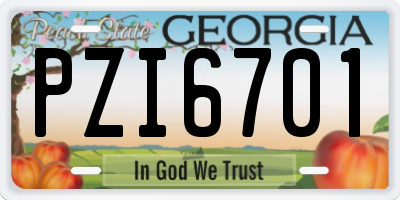 GA license plate PZI6701