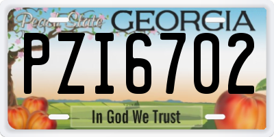 GA license plate PZI6702