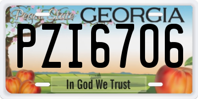 GA license plate PZI6706