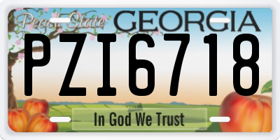 GA license plate PZI6718