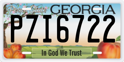GA license plate PZI6722