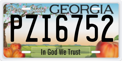 GA license plate PZI6752