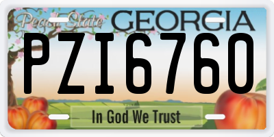 GA license plate PZI6760