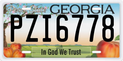 GA license plate PZI6778