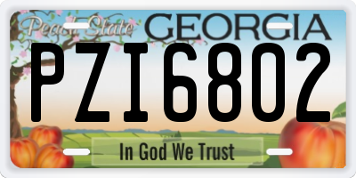 GA license plate PZI6802