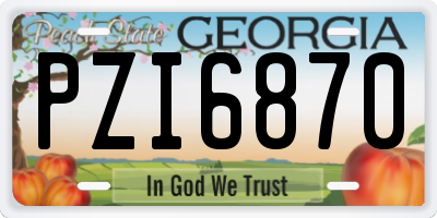 GA license plate PZI6870