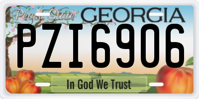 GA license plate PZI6906