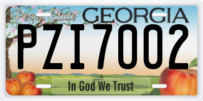 GA license plate PZI7002
