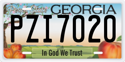 GA license plate PZI7020
