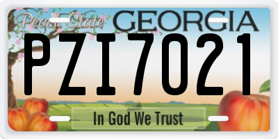 GA license plate PZI7021