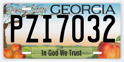 GA license plate PZI7032