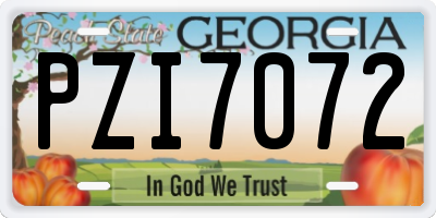 GA license plate PZI7072