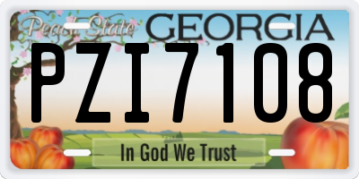 GA license plate PZI7108
