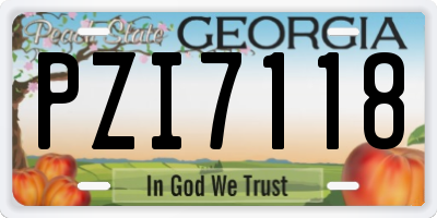 GA license plate PZI7118