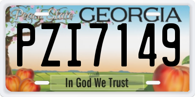 GA license plate PZI7149