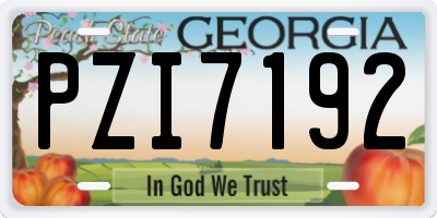 GA license plate PZI7192