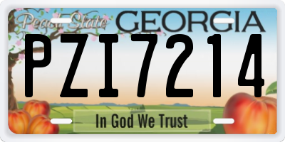 GA license plate PZI7214