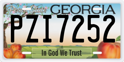 GA license plate PZI7252
