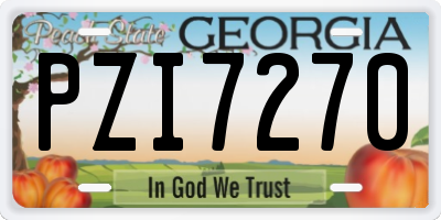 GA license plate PZI7270
