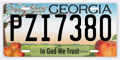 GA license plate PZI7380