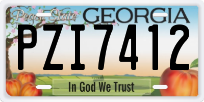 GA license plate PZI7412