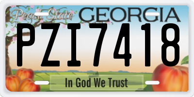 GA license plate PZI7418