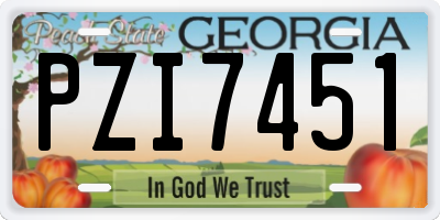GA license plate PZI7451