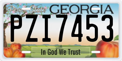 GA license plate PZI7453
