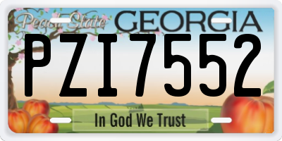 GA license plate PZI7552