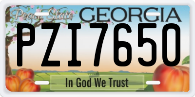 GA license plate PZI7650