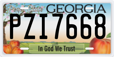 GA license plate PZI7668