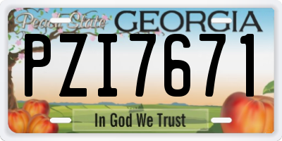 GA license plate PZI7671