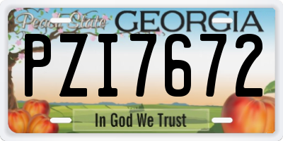 GA license plate PZI7672