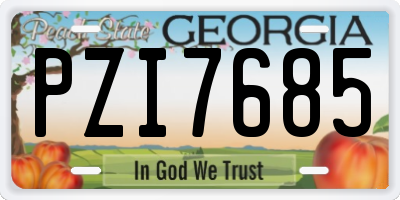 GA license plate PZI7685