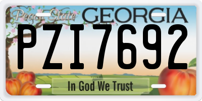 GA license plate PZI7692