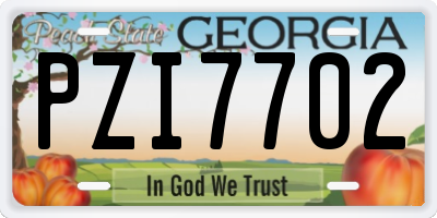 GA license plate PZI7702